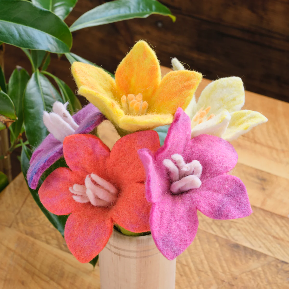 Bouquet of Felted Flowers - Set of 5 - Image 2