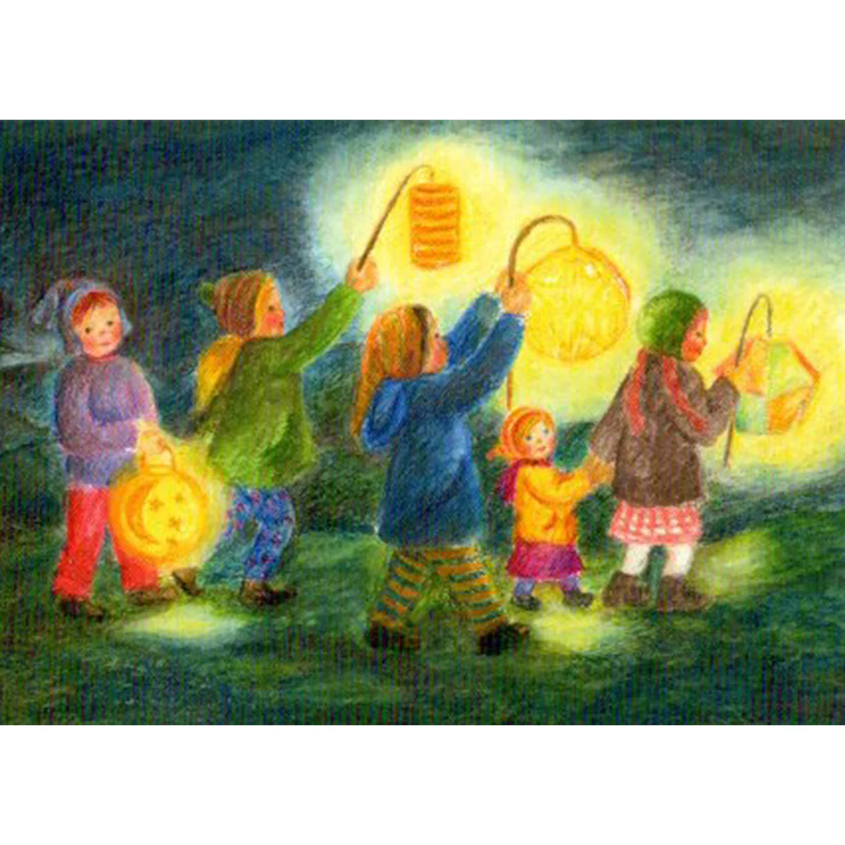 November Lantern Walk - Postcard by Ilona Bock - 4 1/8" x 5 13/16"